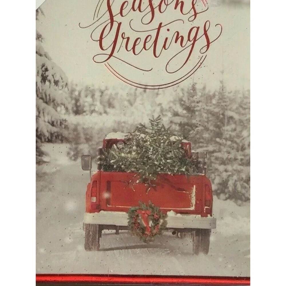 American Greetings Christmas Cards Red Farm Truck Boxed 14 Cards Envelopes 4x5